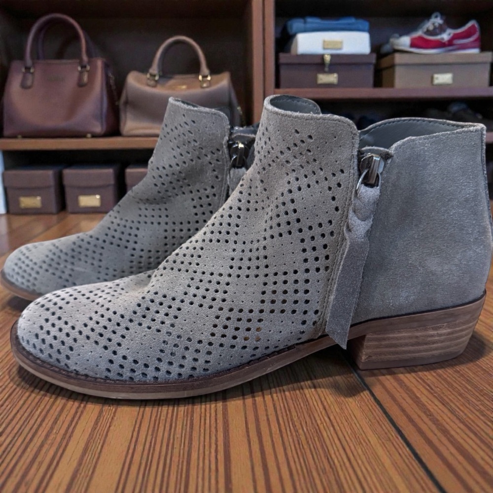 Dolce Vita Gray Perforated Ankle Booties